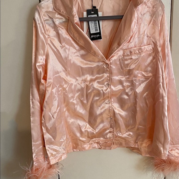 Ruffle Some Feathers Satin Pajama Pants Set - Picture 7 of 8